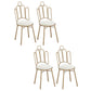 Scandinavian Style Upholstered Armless Dining Chairs Open Back Dining Side Chairs White 4 Piece Set Clearhalo 'Dining Chairs' 'Dining Tables & Seating' 'dining_chair' 'furn' 'furn_dining_chair' 'Furniture' 'furniture_dining_chair' 'Kitchen & Dining Furniture' 4928672