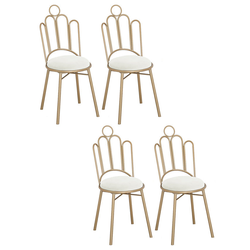 Scandinavian Style Upholstered Armless Dining Chairs Open Back Dining Side Chairs White 4 Piece Set Clearhalo 'Dining Chairs' 'Dining Tables & Seating' 'dining_chair' 'furn' 'furn_dining_chair' 'Furniture' 'furniture_dining_chair' 'Kitchen & Dining Furniture' 4928672