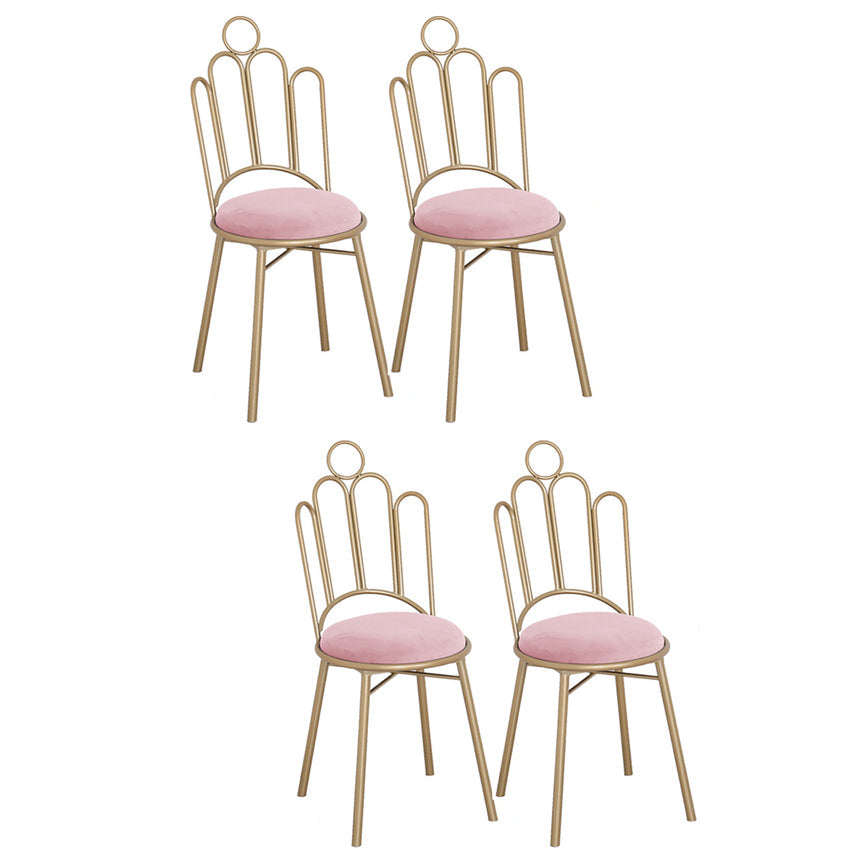 Scandinavian Style Upholstered Armless Dining Chairs Open Back Dining Side Chairs Pink 4 Piece Set Clearhalo 'Dining Chairs' 'Dining Tables & Seating' 'dining_chair' 'furn' 'furn_dining_chair' 'Furniture' 'furniture_dining_chair' 'Kitchen & Dining Furniture' 4928673