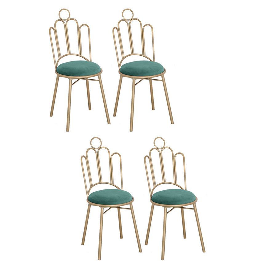 Scandinavian Style Upholstered Armless Dining Chairs Open Back Dining Side Chairs Green 4 Piece Set Clearhalo 'Dining Chairs' 'Dining Tables & Seating' 'dining_chair' 'furn' 'furn_dining_chair' 'Furniture' 'furniture_dining_chair' 'Kitchen & Dining Furniture' 4928674