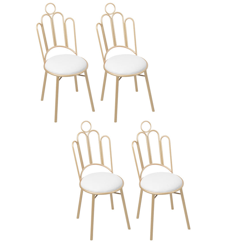 Scandinavian Style Upholstered Armless Dining Chairs Open Back Dining Side Chairs Gloss White 4 Piece Set Clearhalo 'Dining Chairs' 'Dining Tables & Seating' 'dining_chair' 'furn' 'furn_dining_chair' 'Furniture' 'furniture_dining_chair' 'Kitchen & Dining Furniture' 4928675
