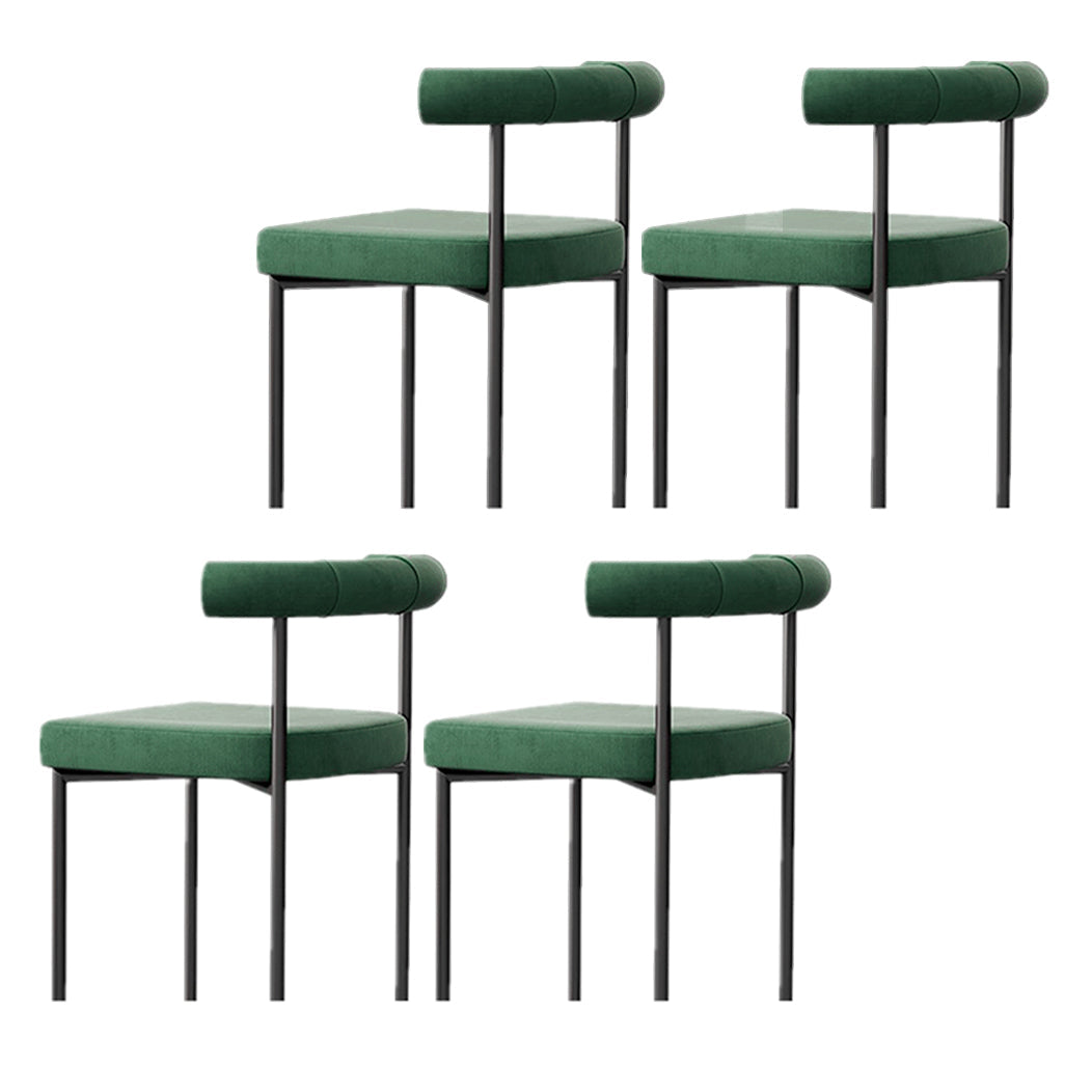 Contemporary Upholstered Armless Dining Chairs Open Back Side Chairs Blackish Green 4 Piece Set Clearhalo 'Dining Chairs' 'Dining Tables & Seating' 'dining_chair' 'furn' 'furn_dining_chair' 'Furniture' 'furniture_dining_chair' 'Kitchen & Dining Furniture' 4928678