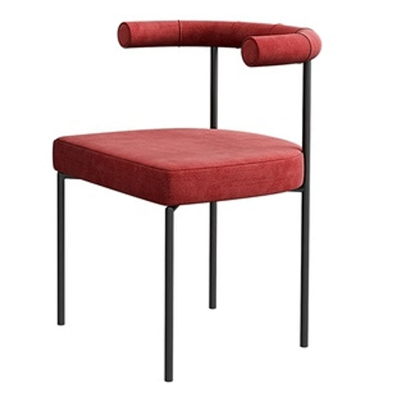 Contemporary Upholstered Armless Dining Chairs Open Back Side Chairs Red 1 Piece Clearhalo 'Dining Chairs' 'Dining Tables & Seating' 'dining_chair' 'furn' 'furn_dining_chair' 'Furniture' 'furniture_dining_chair' 'Kitchen & Dining Furniture' 4928679