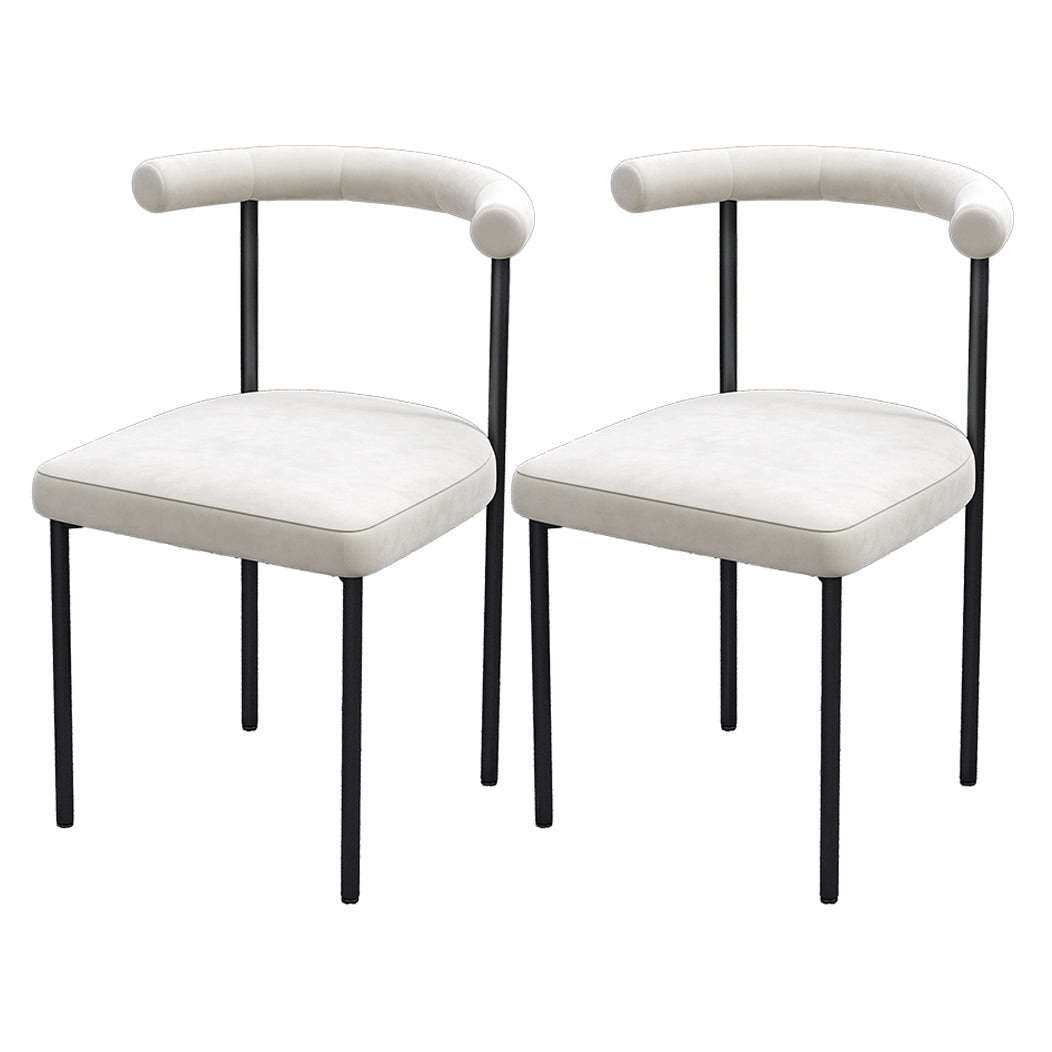 Contemporary Upholstered Armless Dining Chairs Open Back Side Chairs White 2 Piece Set Clearhalo 'Dining Chairs' 'Dining Tables & Seating' 'dining_chair' 'furn' 'furn_dining_chair' 'Furniture' 'furniture_dining_chair' 'Kitchen & Dining Furniture' 4928686