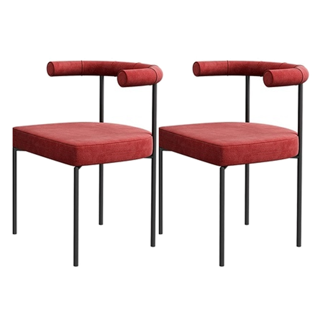 Contemporary Upholstered Armless Dining Chairs Open Back Side Chairs Red 2 Piece Set Clearhalo 'Dining Chairs' 'Dining Tables & Seating' 'dining_chair' 'furn' 'furn_dining_chair' 'Furniture' 'furniture_dining_chair' 'Kitchen & Dining Furniture' 4928688
