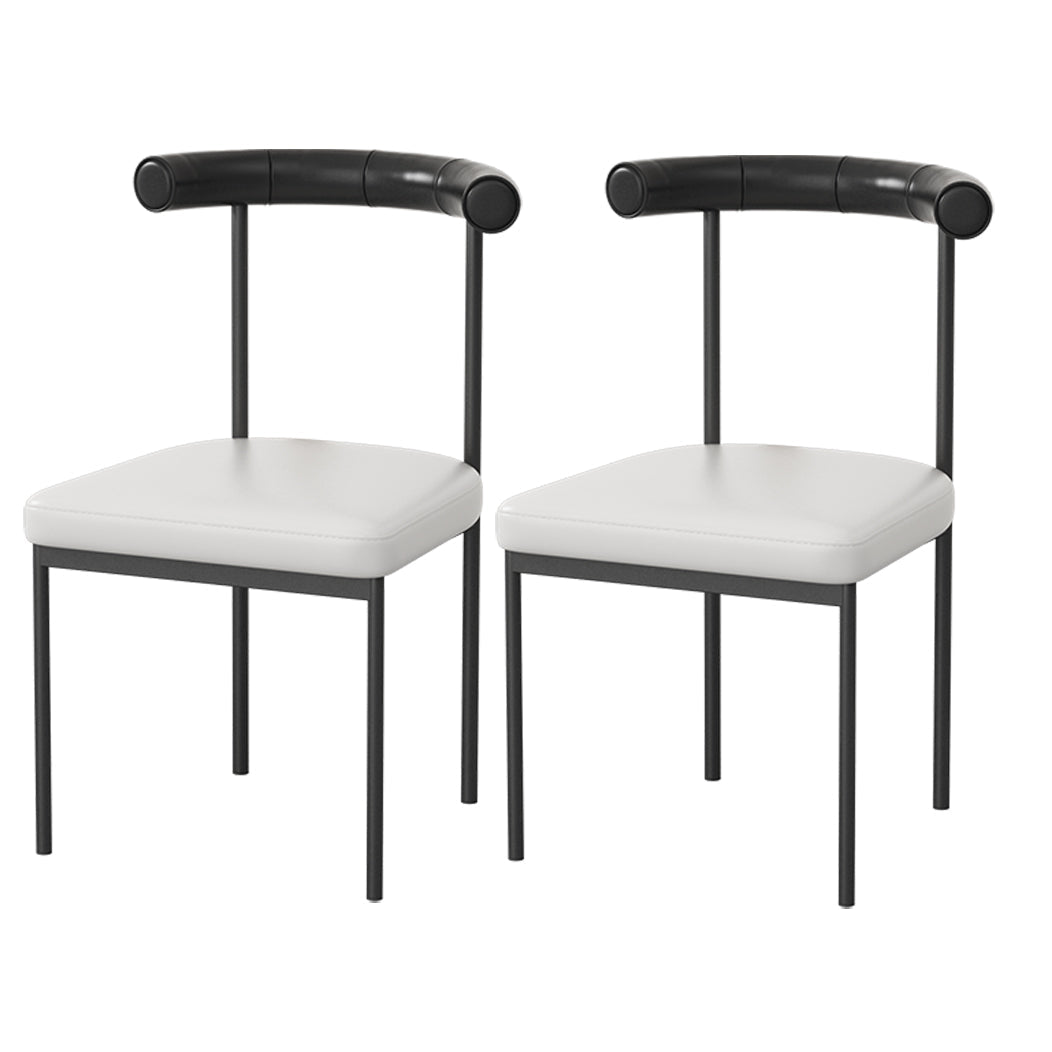 Contemporary Upholstered Armless Dining Chairs Open Back Side Chairs Black White 2 Piece Set Clearhalo 'Dining Chairs' 'Dining Tables & Seating' 'dining_chair' 'furn' 'furn_dining_chair' 'Furniture' 'furniture_dining_chair' 'Kitchen & Dining Furniture' 4928689
