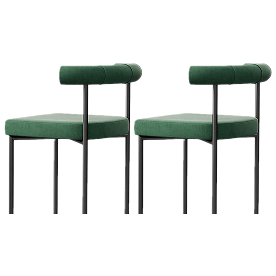 Contemporary Upholstered Armless Dining Chairs Open Back Side Chairs Blackish Green 2 Piece Set Clearhalo 'Dining Chairs' 'Dining Tables & Seating' 'dining_chair' 'furn' 'furn_dining_chair' 'Furniture' 'furniture_dining_chair' 'Kitchen & Dining Furniture' 4928690