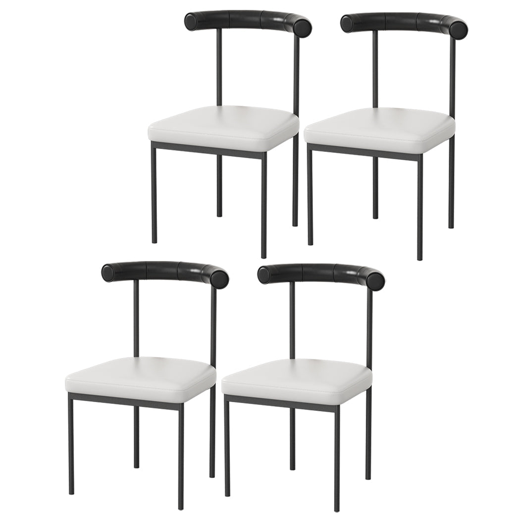 Contemporary Upholstered Armless Dining Chairs Open Back Side Chairs Black White 4 Piece Set Clearhalo 'Dining Chairs' 'Dining Tables & Seating' 'dining_chair' 'furn' 'furn_dining_chair' 'Furniture' 'furniture_dining_chair' 'Kitchen & Dining Furniture' 4928693