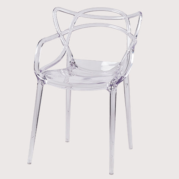 Scandinavian Plastic Dining Arm Chairs Open Back Side Chair for Kitchen Clear 1 Piece Clearhalo 'Dining Chairs' 'Dining Tables & Seating' 'dining_chair' 'furn' 'furn_dining_chair' 'Furniture' 'furniture_dining_chair' 'Kitchen & Dining Furniture' 4928697