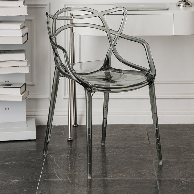 Scandinavian Plastic Dining Arm Chairs Open Back Side Chair for Kitchen Clearhalo 'Dining Chairs' 'Dining Tables & Seating' 'dining_chair' 'furn' 'furn_dining_chair' 'Furniture' 'furniture_dining_chair' 'Kitchen & Dining Furniture' 4928698