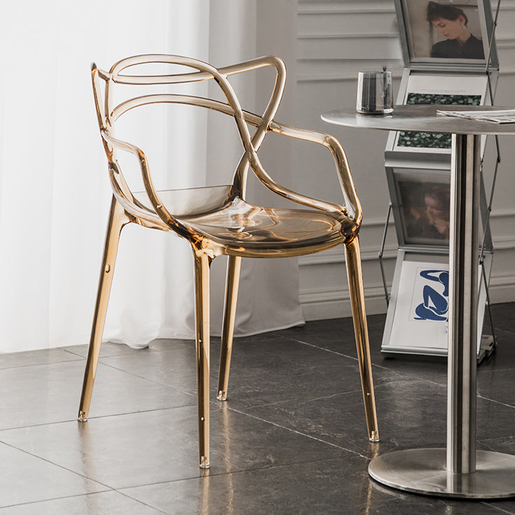 Scandinavian Plastic Dining Arm Chairs Open Back Side Chair for Kitchen Clearhalo 'Dining Chairs' 'Dining Tables & Seating' 'dining_chair' 'furn' 'furn_dining_chair' 'Furniture' 'furniture_dining_chair' 'Kitchen & Dining Furniture' 4928702