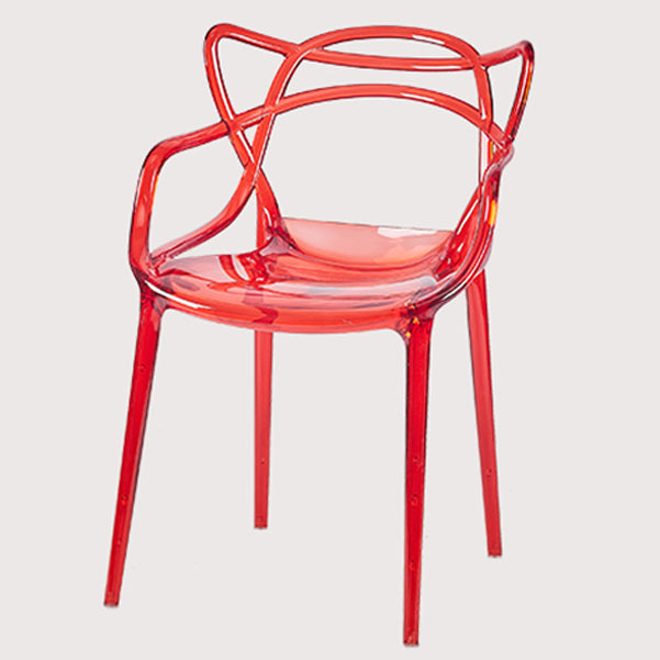 Scandinavian Plastic Dining Arm Chairs Open Back Side Chair for Kitchen Red 1 Piece Clearhalo 'Dining Chairs' 'Dining Tables & Seating' 'dining_chair' 'furn' 'furn_dining_chair' 'Furniture' 'furniture_dining_chair' 'Kitchen & Dining Furniture' 4928703