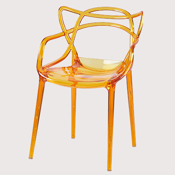 Scandinavian Plastic Dining Arm Chairs Open Back Side Chair for Kitchen Orange 1 Piece Clearhalo 'Dining Chairs' 'Dining Tables & Seating' 'dining_chair' 'furn' 'furn_dining_chair' 'Furniture' 'furniture_dining_chair' 'Kitchen & Dining Furniture' 4928704
