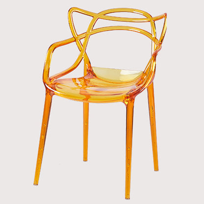 Scandinavian Plastic Dining Arm Chairs Open Back Side Chair for Kitchen Orange 1 Piece Clearhalo 'Dining Chairs' 'Dining Tables & Seating' 'dining_chair' 'furn' 'furn_dining_chair' 'Furniture' 'furniture_dining_chair' 'Kitchen & Dining Furniture' 4928704