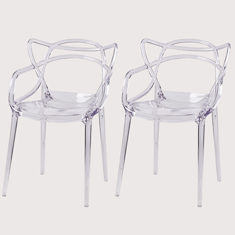 Scandinavian Plastic Dining Arm Chairs Open Back Side Chair for Kitchen Clear 2 Piece Set Clearhalo 'Dining Chairs' 'Dining Tables & Seating' 'dining_chair' 'furn' 'furn_dining_chair' 'Furniture' 'furniture_dining_chair' 'Kitchen & Dining Furniture' 4928710