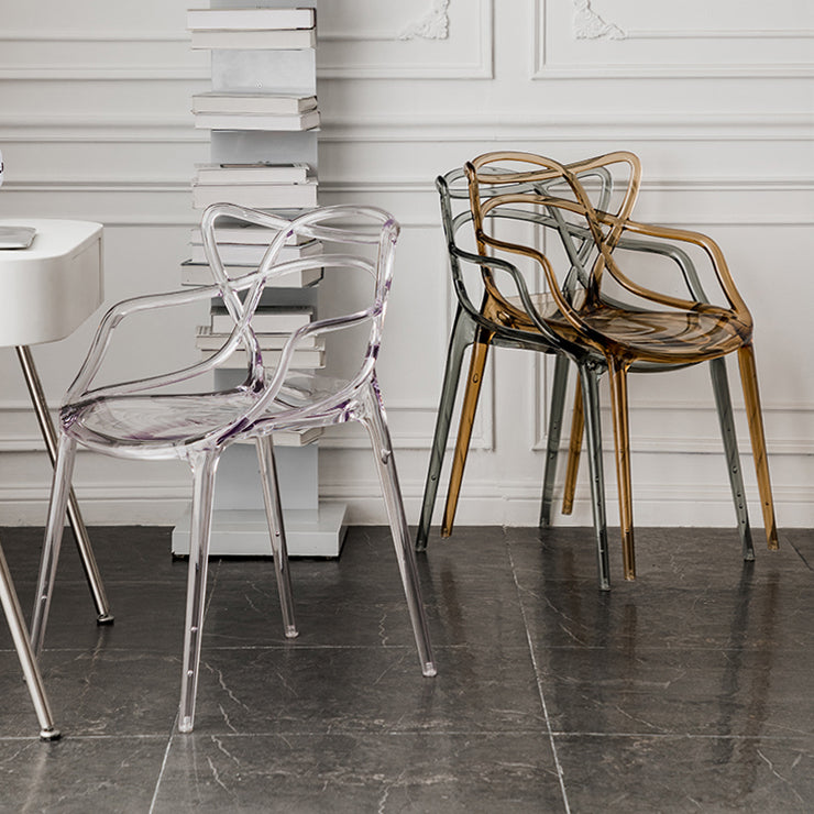 Scandinavian Plastic Dining Arm Chairs Open Back Side Chair for Kitchen Clearhalo 'Dining Chairs' 'Dining Tables & Seating' 'dining_chair' 'furn' 'furn_dining_chair' 'Furniture' 'furniture_dining_chair' 'Kitchen & Dining Furniture' 4928711