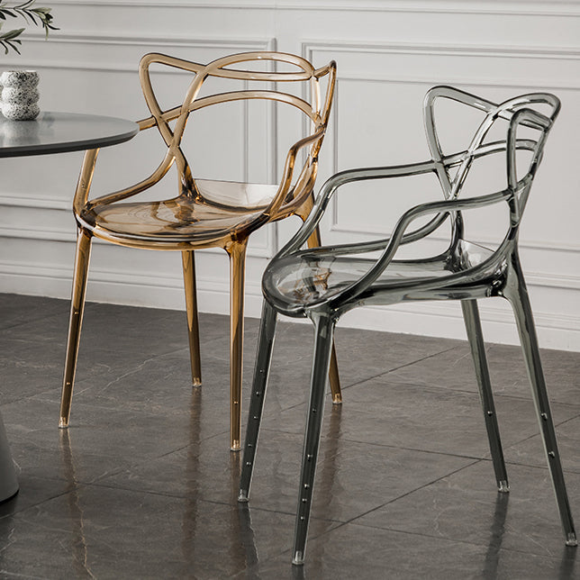 Scandinavian Plastic Dining Arm Chairs Open Back Side Chair for Kitchen Clearhalo 'Dining Chairs' 'Dining Tables & Seating' 'dining_chair' 'furn' 'furn_dining_chair' 'Furniture' 'furniture_dining_chair' 'Kitchen & Dining Furniture' 4928715