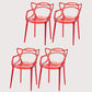 Scandinavian Plastic Dining Arm Chairs Open Back Side Chair for Kitchen Red 4 Piece Set Clearhalo 'Dining Chairs' 'Dining Tables & Seating' 'dining_chair' 'furn' 'furn_dining_chair' 'Furniture' 'furniture_dining_chair' 'Kitchen & Dining Furniture' 4928717