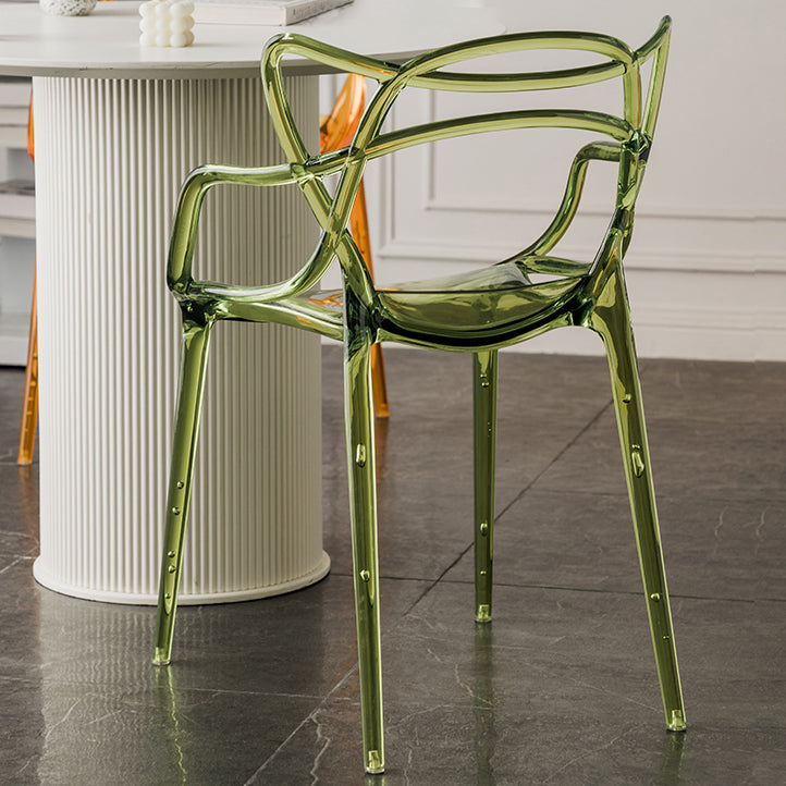 Scandinavian Plastic Dining Arm Chairs Open Back Side Chair for Kitchen Clearhalo 'Dining Chairs' 'Dining Tables & Seating' 'dining_chair' 'furn' 'furn_dining_chair' 'Furniture' 'furniture_dining_chair' 'Kitchen & Dining Furniture' 4928719