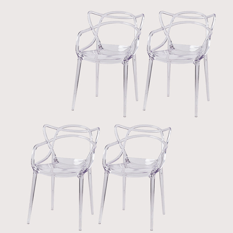 Scandinavian Plastic Dining Arm Chairs Open Back Side Chair for Kitchen Clear 4 Piece Set Clearhalo 'Dining Chairs' 'Dining Tables & Seating' 'dining_chair' 'furn' 'furn_dining_chair' 'Furniture' 'furniture_dining_chair' 'Kitchen & Dining Furniture' 4928721