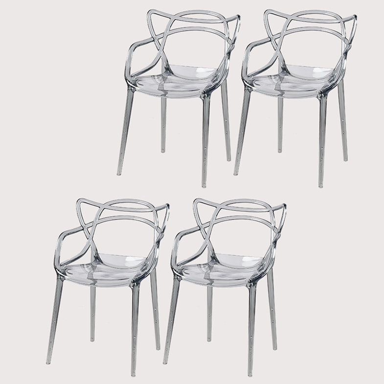 Scandinavian Plastic Dining Arm Chairs Open Back Side Chair for Kitchen Smoke Gray 4 Piece Set Clearhalo 'Dining Chairs' 'Dining Tables & Seating' 'dining_chair' 'furn' 'furn_dining_chair' 'Furniture' 'furniture_dining_chair' 'Kitchen & Dining Furniture' 4928723