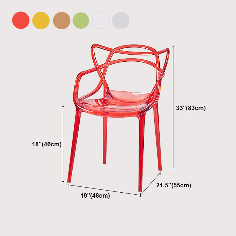 Scandinavian Plastic Dining Arm Chairs Open Back Side Chair for Kitchen Clearhalo 'Dining Chairs' 'Dining Tables & Seating' 'dining_chair' 'furn' 'furn_dining_chair' 'Furniture' 'furniture_dining_chair' 'Kitchen & Dining Furniture' 4928725