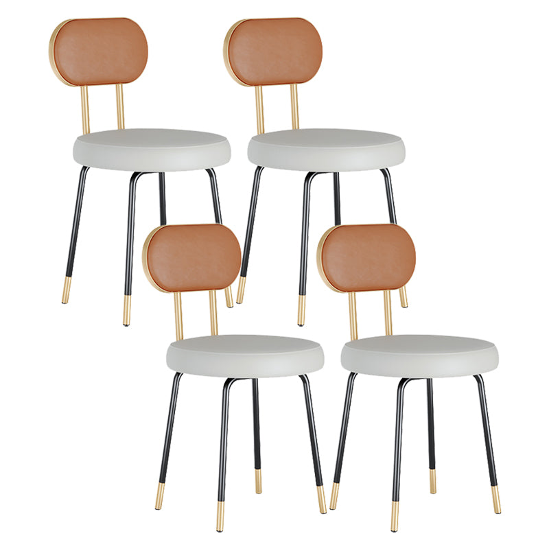 Scandinavian Open Back Side Chairs for Home Upholstered Armless Dining Chairs White-Saffron 4 Piece Set Clearhalo 'Dining Chairs' 'Dining Tables & Seating' 'dining_chair' 'furn' 'furn_dining_chair' 'Furniture' 'furniture_dining_chair' 'Kitchen & Dining Furniture' 4928759