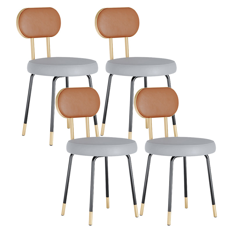 Scandinavian Open Back Side Chairs for Home Upholstered Armless Dining Chairs Gray-Orange 4 Piece Set Clearhalo 'Dining Chairs' 'Dining Tables & Seating' 'dining_chair' 'furn' 'furn_dining_chair' 'Furniture' 'furniture_dining_chair' 'Kitchen & Dining Furniture' 4928770