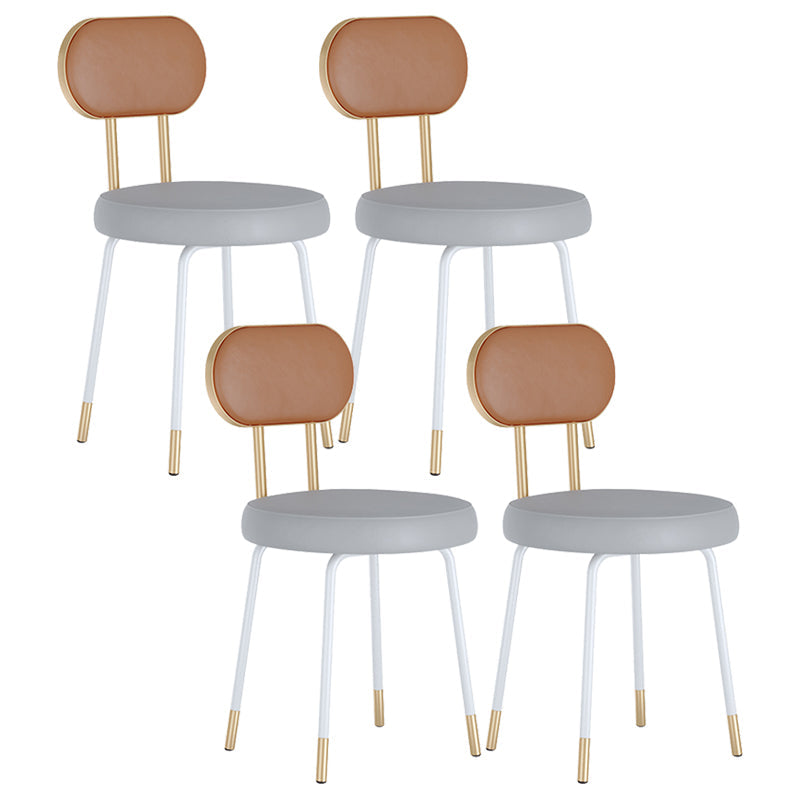 Scandinavian Open Back Side Chairs for Home Upholstered Armless Dining Chairs Orange White 4 Piece Set Clearhalo 'Dining Chairs' 'Dining Tables & Seating' 'dining_chair' 'furn' 'furn_dining_chair' 'Furniture' 'furniture_dining_chair' 'Kitchen & Dining Furniture' 4928776