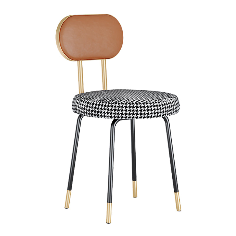 Scandinavian Open Back Side Chairs for Home Upholstered Armless Dining Chairs Orange Houndstooth 1 Piece Clearhalo 'Dining Chairs' 'Dining Tables & Seating' 'dining_chair' 'furn' 'furn_dining_chair' 'Furniture' 'furniture_dining_chair' 'Kitchen & Dining Furniture' 4928777