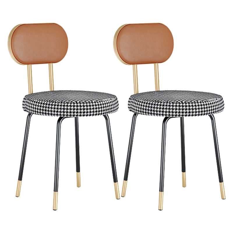 Scandinavian Open Back Side Chairs for Home Upholstered Armless Dining Chairs Orange Houndstooth 2 Piece Set Clearhalo 'Dining Chairs' 'Dining Tables & Seating' 'dining_chair' 'furn' 'furn_dining_chair' 'Furniture' 'furniture_dining_chair' 'Kitchen & Dining Furniture' 4928778