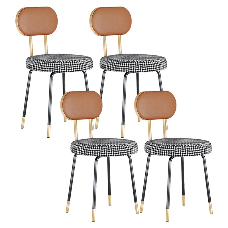 Scandinavian Open Back Side Chairs for Home Upholstered Armless Dining Chairs Orange Houndstooth 4 Piece Set Clearhalo 'Dining Chairs' 'Dining Tables & Seating' 'dining_chair' 'furn' 'furn_dining_chair' 'Furniture' 'furniture_dining_chair' 'Kitchen & Dining Furniture' 4928779