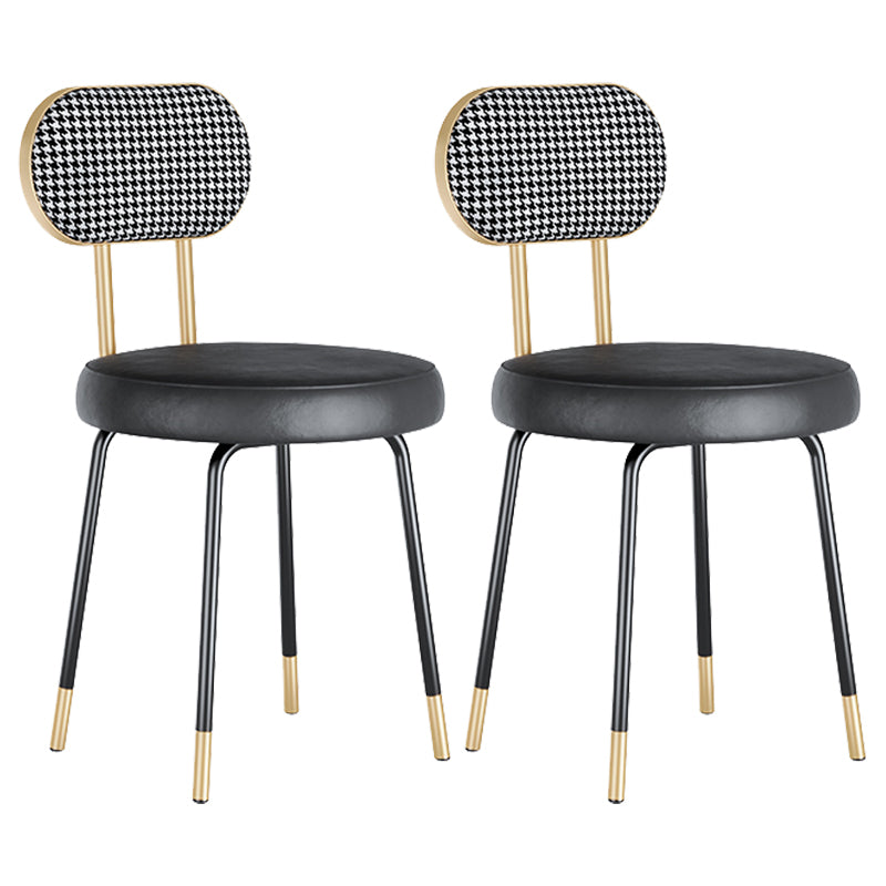 Scandinavian Open Back Side Chairs for Home Upholstered Armless Dining Chairs Houndstooth pattern 2 Piece Set Clearhalo 'Dining Chairs' 'Dining Tables & Seating' 'dining_chair' 'furn' 'furn_dining_chair' 'Furniture' 'furniture_dining_chair' 'Kitchen & Dining Furniture' 4928781