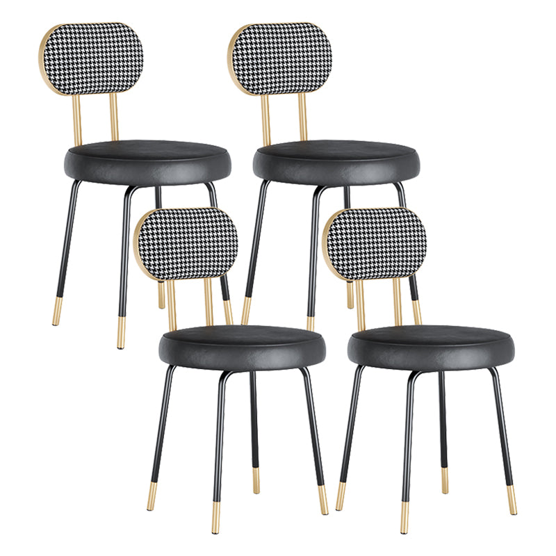 Scandinavian Open Back Side Chairs for Home Upholstered Armless Dining Chairs Houndstooth pattern 4 Piece Set Clearhalo 'Dining Chairs' 'Dining Tables & Seating' 'dining_chair' 'furn' 'furn_dining_chair' 'Furniture' 'furniture_dining_chair' 'Kitchen & Dining Furniture' 4928782