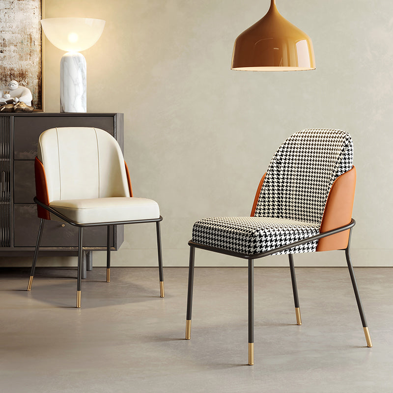 Scandinavian Upholstered Armless Dining Chairs Solid Back Chairs for Home Use Clearhalo 'Dining Chairs' 'Dining Tables & Seating' 'dining_chair' 'furn' 'furn_dining_chair' 'Furniture' 'furniture_dining_chair' 'Kitchen & Dining Furniture' 4928784