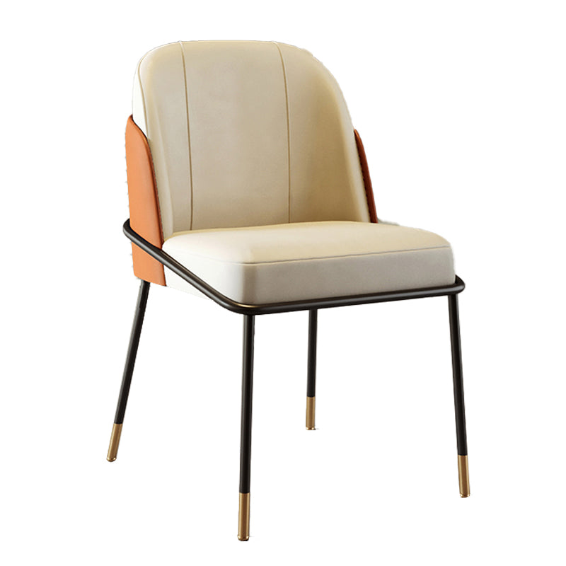 Scandinavian Upholstered Armless Dining Chairs Solid Back Chairs for Home Use White-Saffron 1 Piece Clearhalo 'Dining Chairs' 'Dining Tables & Seating' 'dining_chair' 'furn' 'furn_dining_chair' 'Furniture' 'furniture_dining_chair' 'Kitchen & Dining Furniture' 4928785