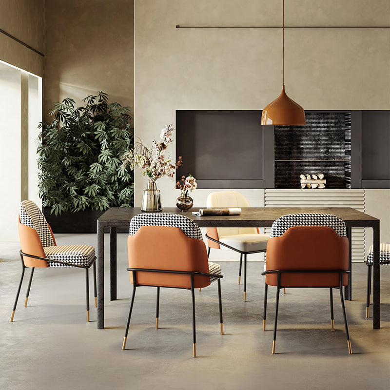 Scandinavian Upholstered Armless Dining Chairs Solid Back Chairs for Home Use Clearhalo 'Dining Chairs' 'Dining Tables & Seating' 'dining_chair' 'furn' 'furn_dining_chair' 'Furniture' 'furniture_dining_chair' 'Kitchen & Dining Furniture' 4928789