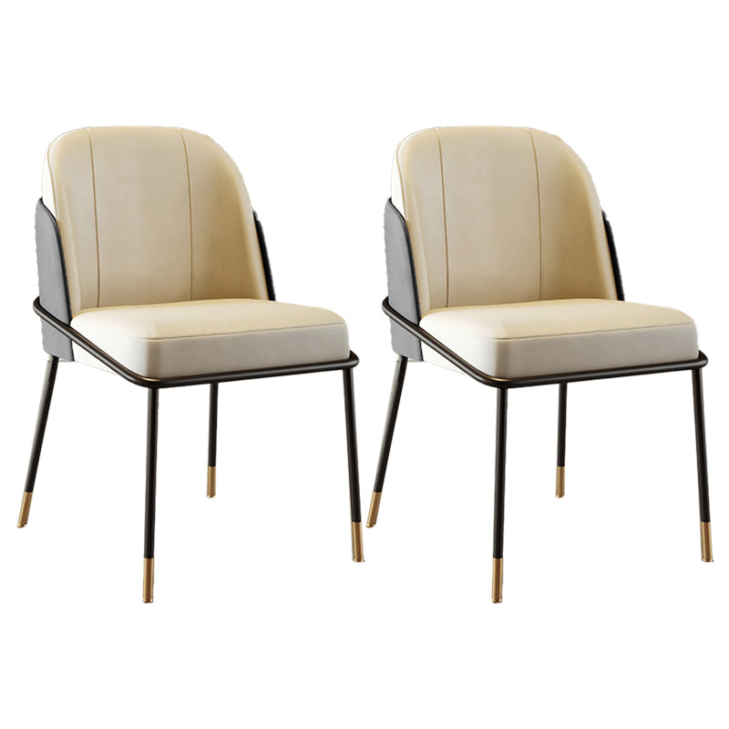 Scandinavian Upholstered Armless Dining Chairs Solid Back Chairs for Home Use Gray-White 2 Piece Set Clearhalo 'Dining Chairs' 'Dining Tables & Seating' 'dining_chair' 'furn' 'furn_dining_chair' 'Furniture' 'furniture_dining_chair' 'Kitchen & Dining Furniture' 4928793
