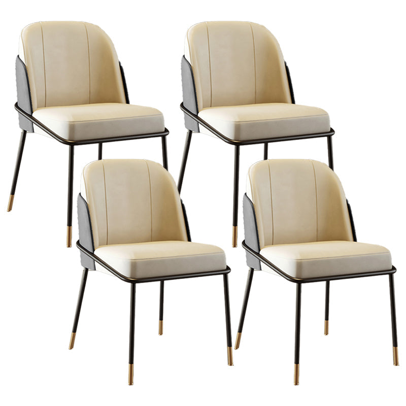 Scandinavian Upholstered Armless Dining Chairs Solid Back Chairs for Home Use Gray-White 4 Piece Set Clearhalo 'Dining Chairs' 'Dining Tables & Seating' 'dining_chair' 'furn' 'furn_dining_chair' 'Furniture' 'furniture_dining_chair' 'Kitchen & Dining Furniture' 4928795