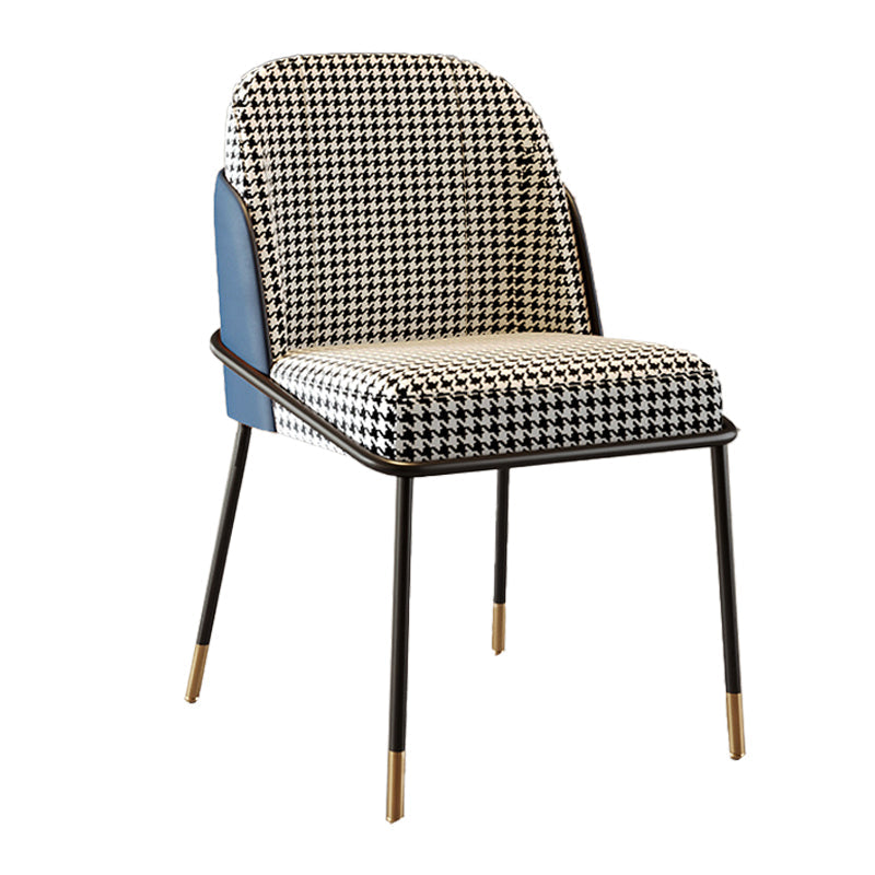 Scandinavian Upholstered Armless Dining Chairs Solid Back Chairs for Home Use Blue Houndstooth 1 Piece Clearhalo 'Dining Chairs' 'Dining Tables & Seating' 'dining_chair' 'furn' 'furn_dining_chair' 'Furniture' 'furniture_dining_chair' 'Kitchen & Dining Furniture' 4928808