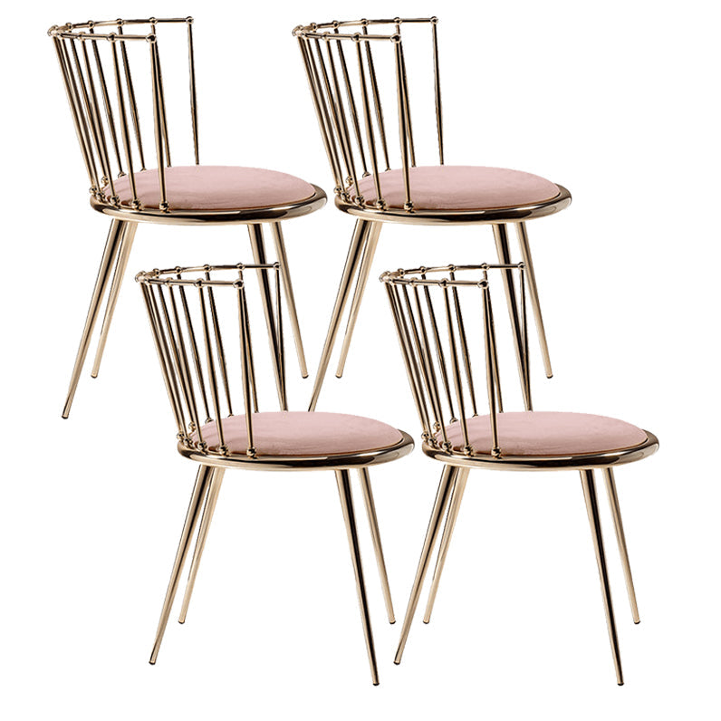 Scandinavian Fabric Dining Chair Windsor Back Side Chair for Home Pink 4 Piece Set Clearhalo 'Dining Chairs' 'Dining Tables & Seating' 'dining_chair' 'furn' 'furn_dining_chair' 'Furniture' 'furniture_dining_chair' 'Kitchen & Dining Furniture' 4928828