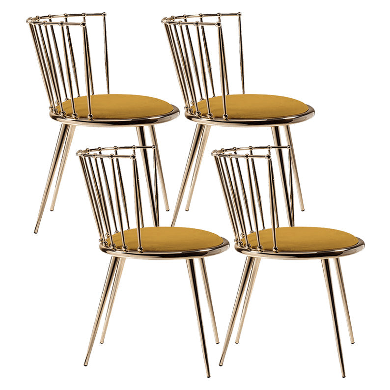 Scandinavian Fabric Dining Chair Windsor Back Side Chair for Home Yellow 4 Piece Set Clearhalo 'Dining Chairs' 'Dining Tables & Seating' 'dining_chair' 'furn' 'furn_dining_chair' 'Furniture' 'furniture_dining_chair' 'Kitchen & Dining Furniture' 4928834
