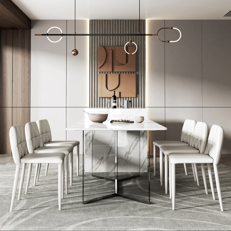Modern 1/4/7 Pieces Dining Set Sintered Stone Dining Table Set for Home 7 Pieces: Table, 6 Chairs Clearhalo 'Dining Room Sets' 'Dining Tables & Seating' 'dining_room_set' 'furn' 'furn_dining_room_set' 'Furniture' 'furniture_dining_room_set' 'Kitchen & Dining Furniture' 4930356