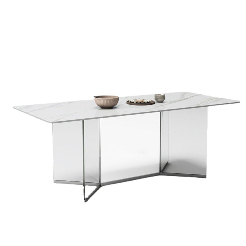 Modern 1/4/7 Pieces Dining Set Sintered Stone Dining Table Set for Home White 71"L x 31"W Clearhalo 'Dining Room Sets' 'Dining Tables & Seating' 'dining_room_set' 'furn' 'furn_dining_room_set' 'Furniture' 'furniture_dining_room_set' 'Kitchen & Dining Furniture' 4930358