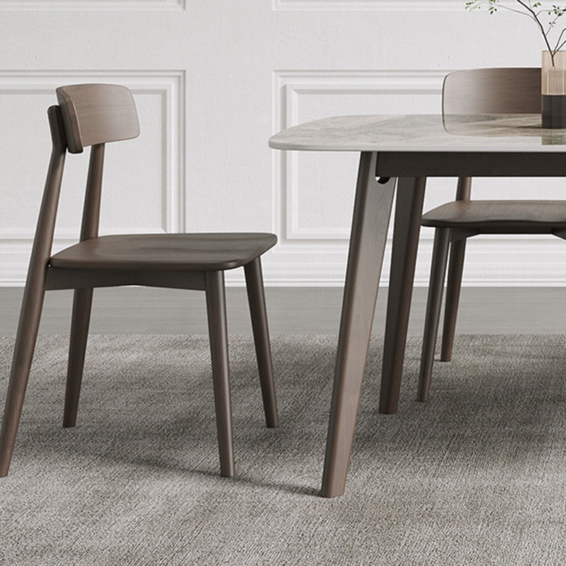 Retro Modern Rectangle Dining Site Table Stone Top 4-foot Oak Solid Wood Table Clearhalo 'Dining Tables & Seating' 'Dining Tables' 'dining_table' 'furn' 'furn_dining_table' 'Furniture' 'furniture_dining_table' 'Kitchen & Dining Furniture' 'kitchen' 'kitchen_dining_table' 4930372