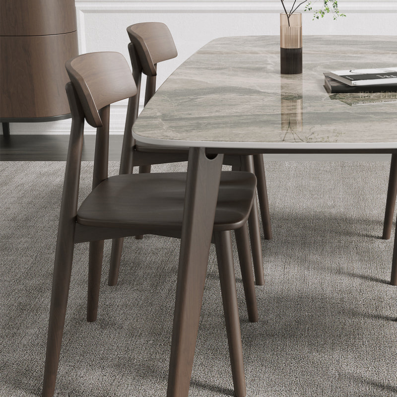 Retro Modern Rectangle Dining Site Table Stone Top 4-foot Oak Solid Wood Table Clearhalo 'Dining Tables & Seating' 'Dining Tables' 'dining_table' 'furn' 'furn_dining_table' 'Furniture' 'furniture_dining_table' 'Kitchen & Dining Furniture' 'kitchen' 'kitchen_dining_table' 4930373