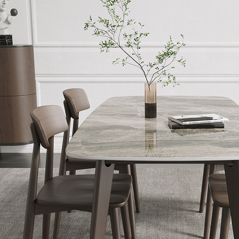 Retro Modern Rectangle Dining Site Table Stone Top 4-foot Oak Solid Wood Table Clearhalo 'Dining Tables & Seating' 'Dining Tables' 'dining_table' 'furn' 'furn_dining_table' 'Furniture' 'furniture_dining_table' 'Kitchen & Dining Furniture' 'kitchen' 'kitchen_dining_table' 4930376