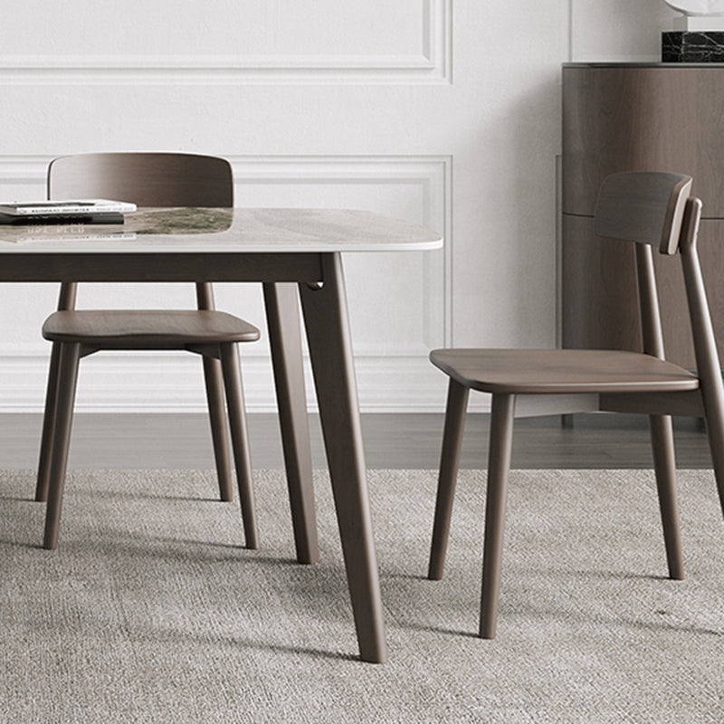 Retro Modern Rectangle Dining Site Table Stone Top 4-foot Oak Solid Wood Table Clearhalo 'Dining Tables & Seating' 'Dining Tables' 'dining_table' 'furn' 'furn_dining_table' 'Furniture' 'furniture_dining_table' 'Kitchen & Dining Furniture' 'kitchen' 'kitchen_dining_table' 4930377