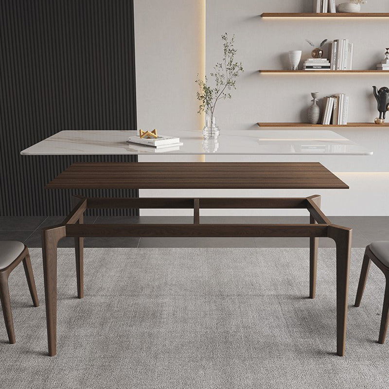 4 Brown Finnish Legs Dinner Table Mid-Century Modern Rectangle Dining Table Clearhalo 'Dining Tables & Seating' 'Dining Tables' 'dining_table' 'furn' 'furn_dining_table' 'Furniture' 'furniture_dining_table' 'Kitchen & Dining Furniture' 'kitchen' 'kitchen_dining_table' 4930395