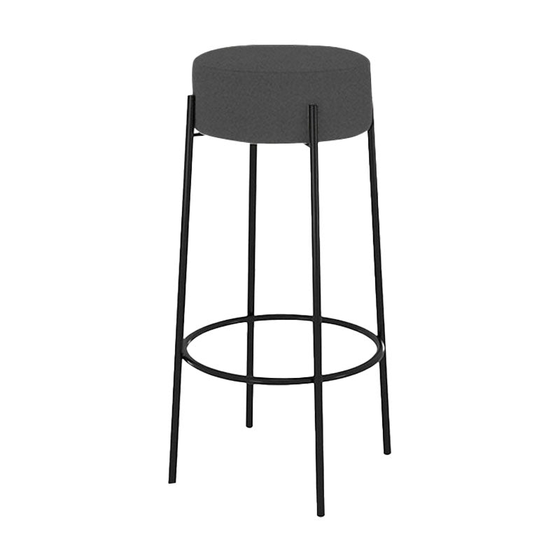 Modern Armless Backless Counter Stool Iron Cafe Bar Stool with Cushion and Pedal Dark Gray 1 Piece Clearhalo 'Bar Furniture' 'Bar Stools' 'bar_stools' 'furn' 'furn_bar_stools' 'Furniture' 'furniture_bar_stools' 'Kitchen & Dining Furniture' 4933679